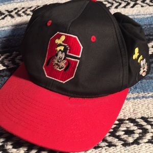 Vintage Disney Goofy Black Red Snapback Hat Embroidered “C” Logo Goofy Patches